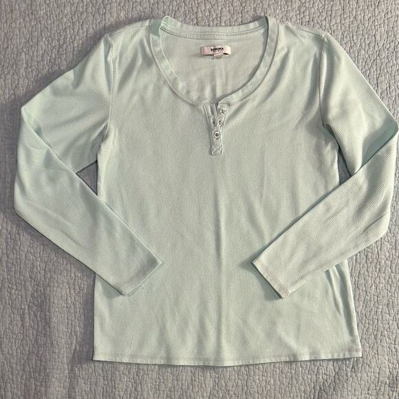 Sonoma Goods for Life Women's Mint Green Long Sleeve Henley Shirt - Picture 1 of 5